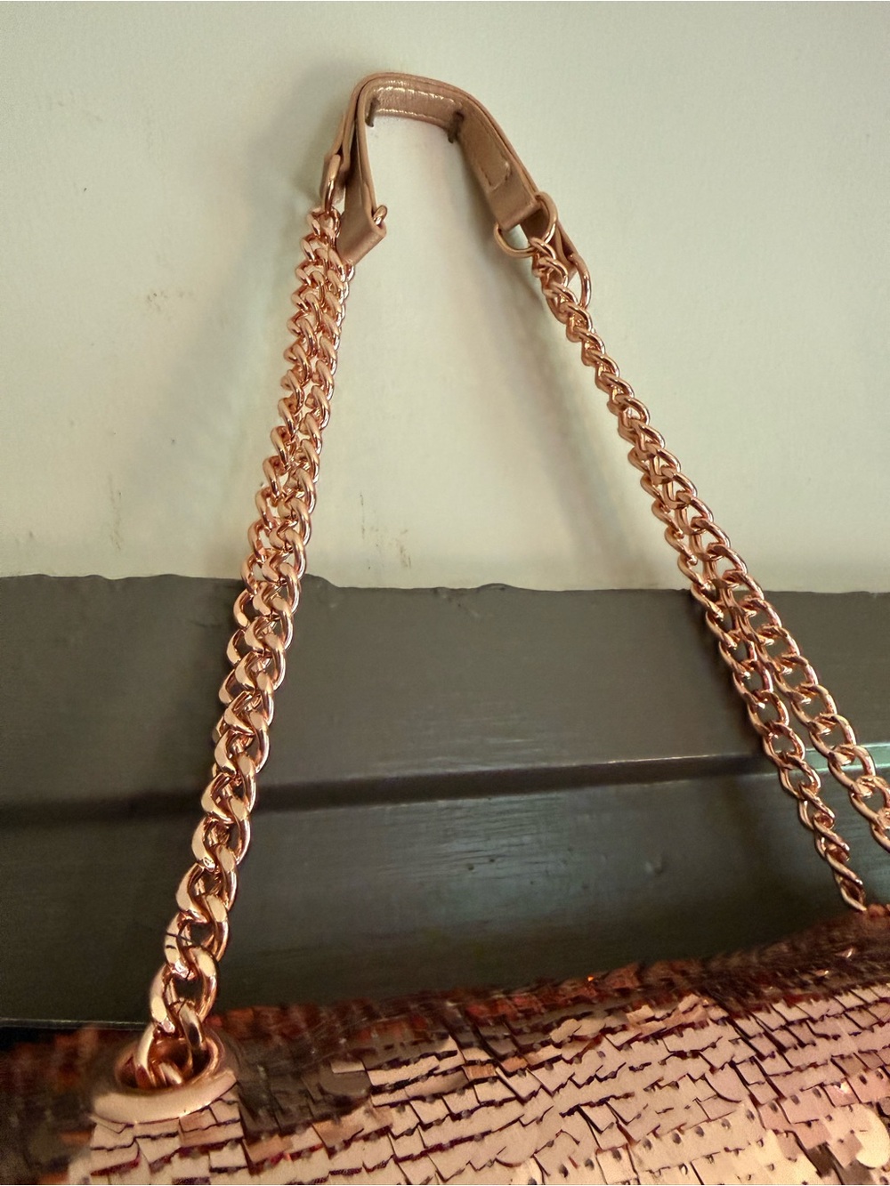 INC International Concepts Rose Gold Sequin Shoulder Bag - Picture 7 of 10